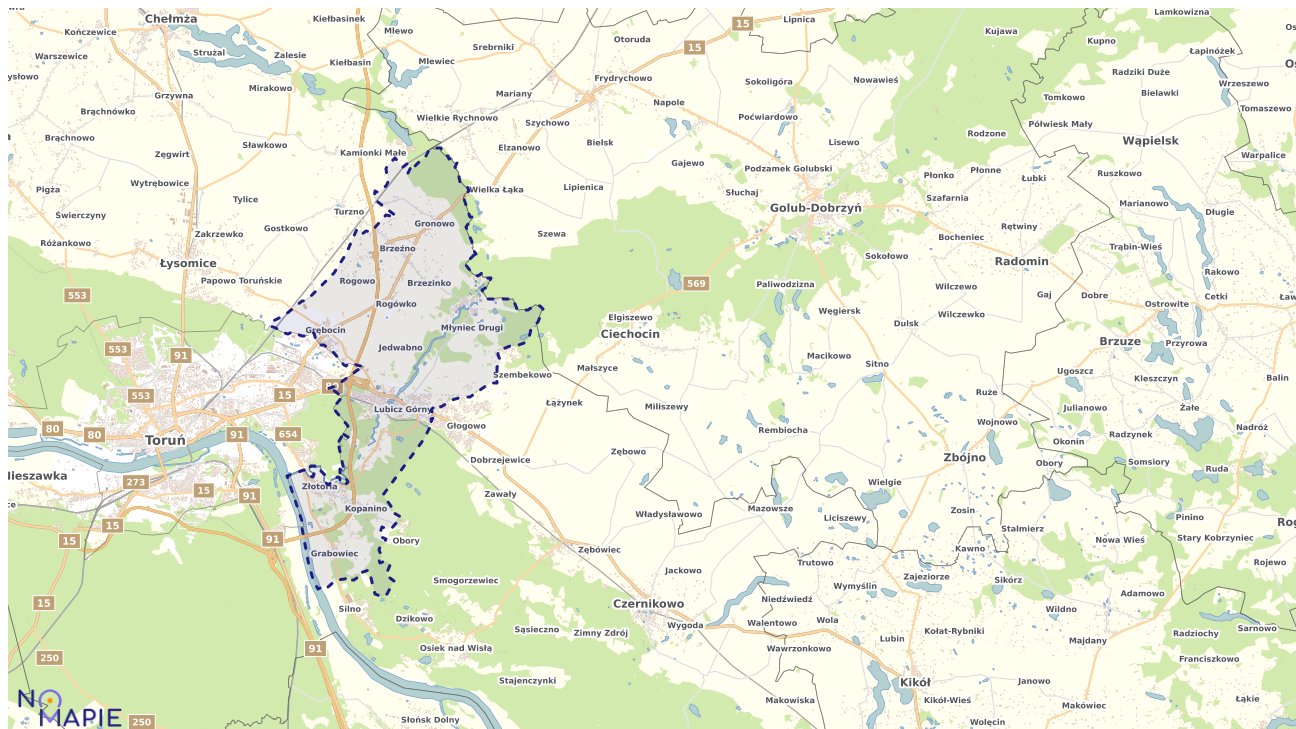 Mapa obszarów ochrony przyrody Lubicza
